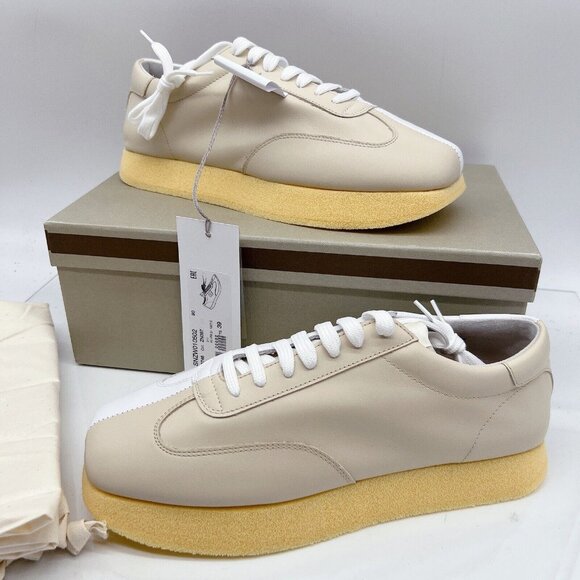 MARNI Split Color Crepe Gat Two-Toned Leather Sneakers Ivory/ White Womens EU 39 - Picture 2 of 16